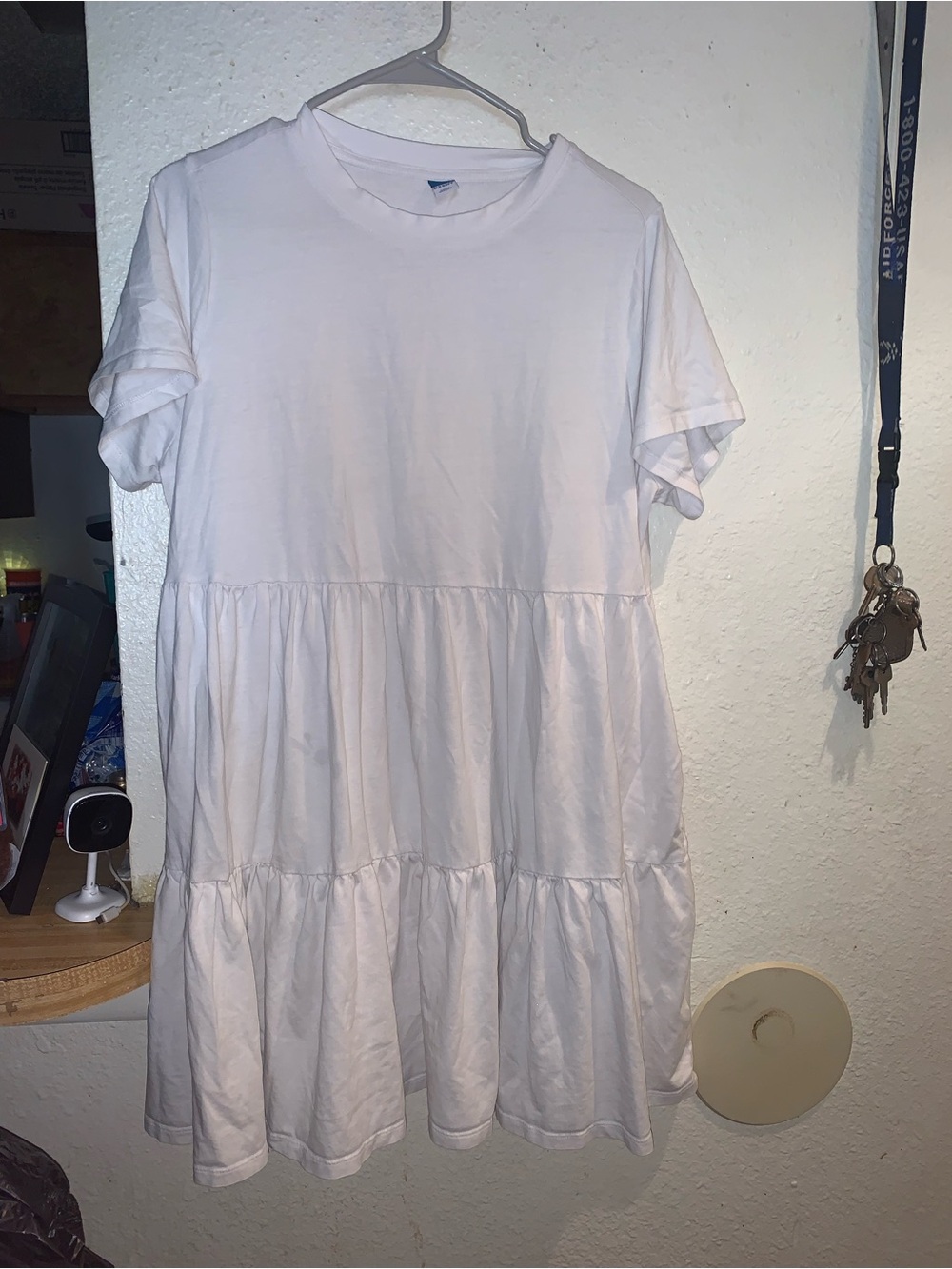 Old Navy White Tiered Short-Sleeve Midi Dress